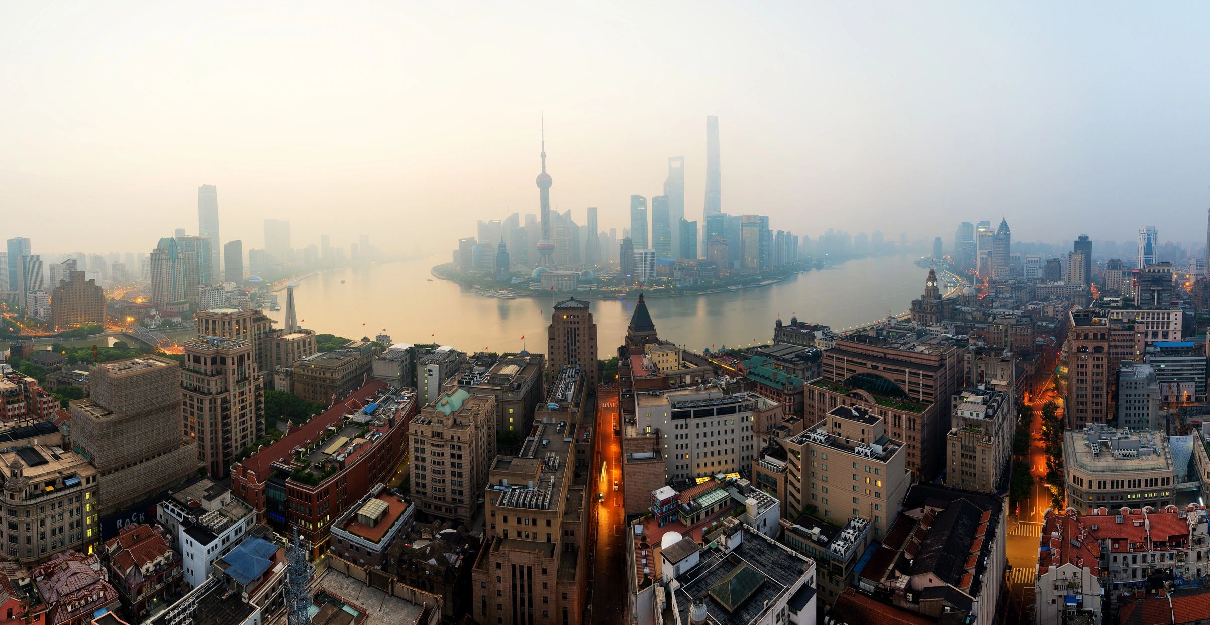 Shanghai skyline at sunrise